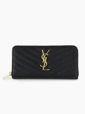 Saint Laurent Monogram Matelasse Leather Zip-Around Wallet